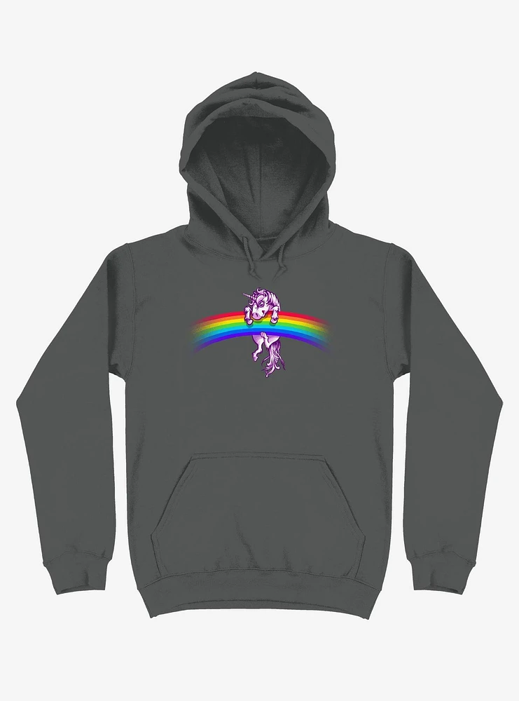 Unicorn Holding Rainbow Charcoal Grey Hoodie