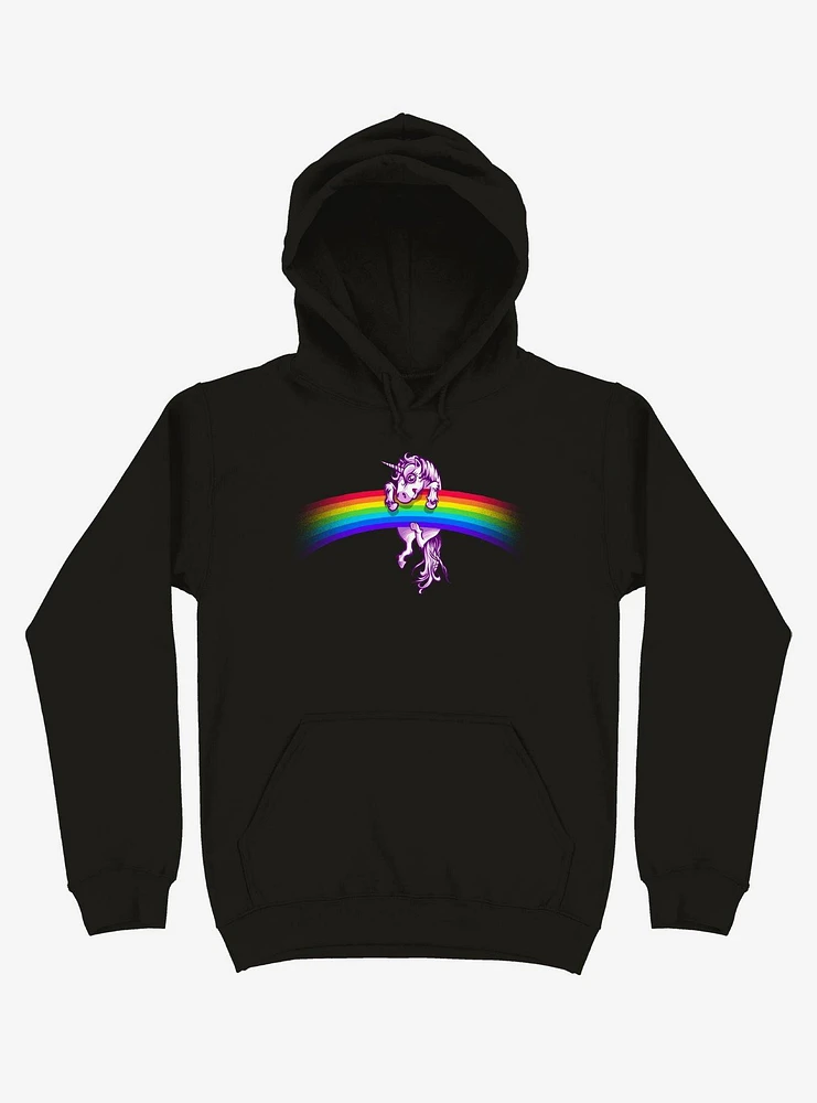 Unicorn Holding Rainbow Black Hoodie