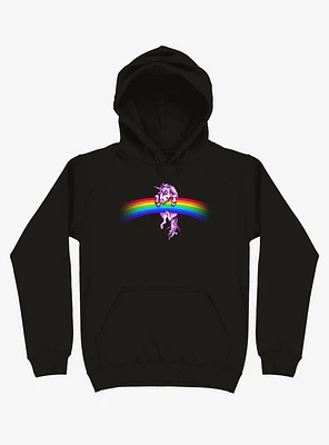 Unicorn Holding Rainbow Black Hoodie