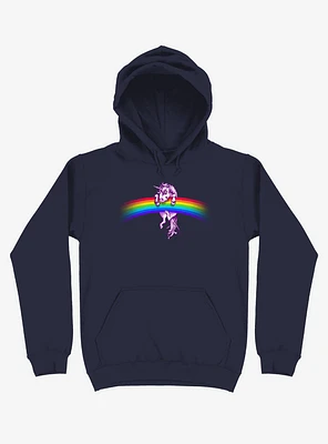 Unicorn Holding Rainbow Navy Blue Hoodie