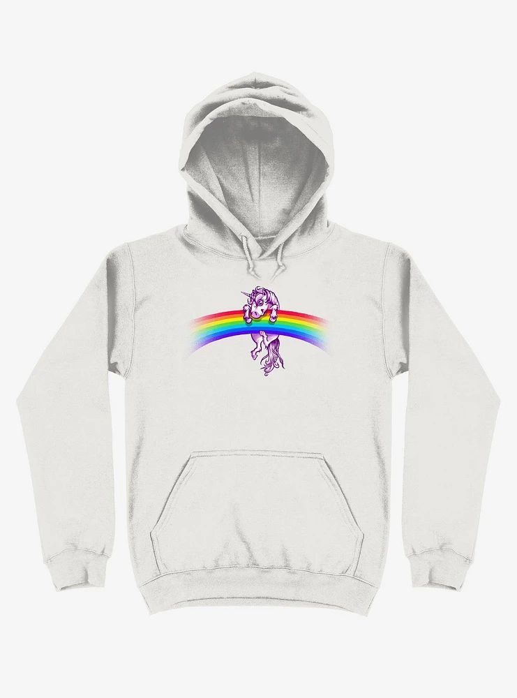 Unicorn Holding Rainbow White Hoodie