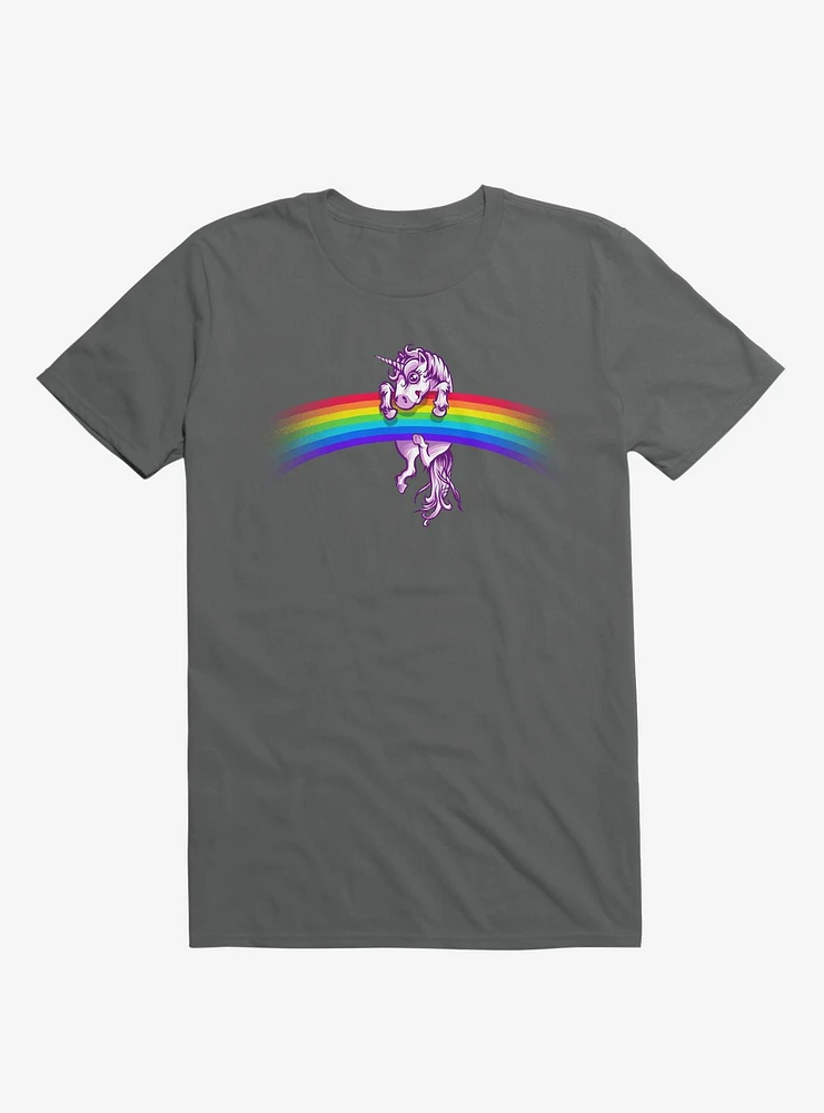 Unicorn Holding Rainbow Charcoal Grey T-Shirt