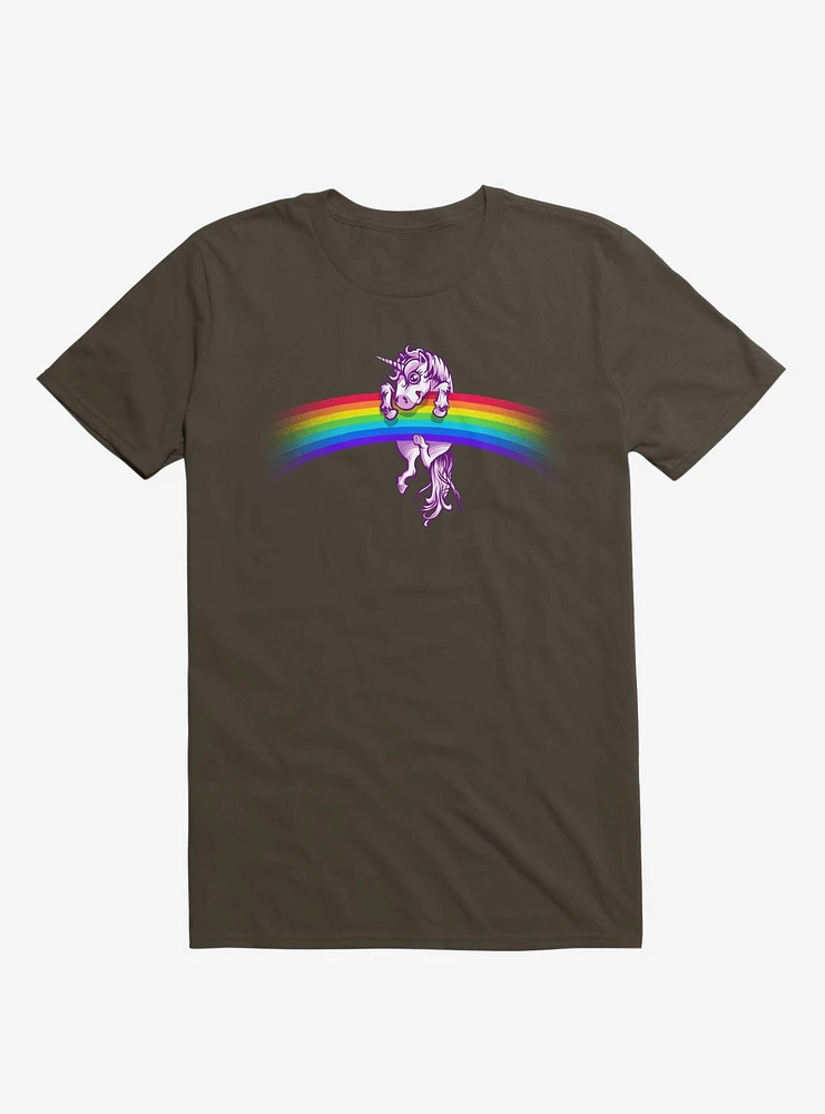 Unicorn Holding Rainbow Brown T-Shirt