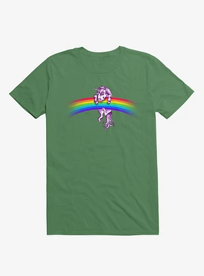 Unicorn Holding Rainbow Irish Green T-Shirt
