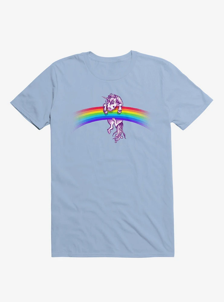Unicorn Holding Rainbow Light Blue T-Shirt