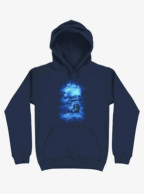 Ship Sailing To The End Of Bright World Navy Blue Hoodie