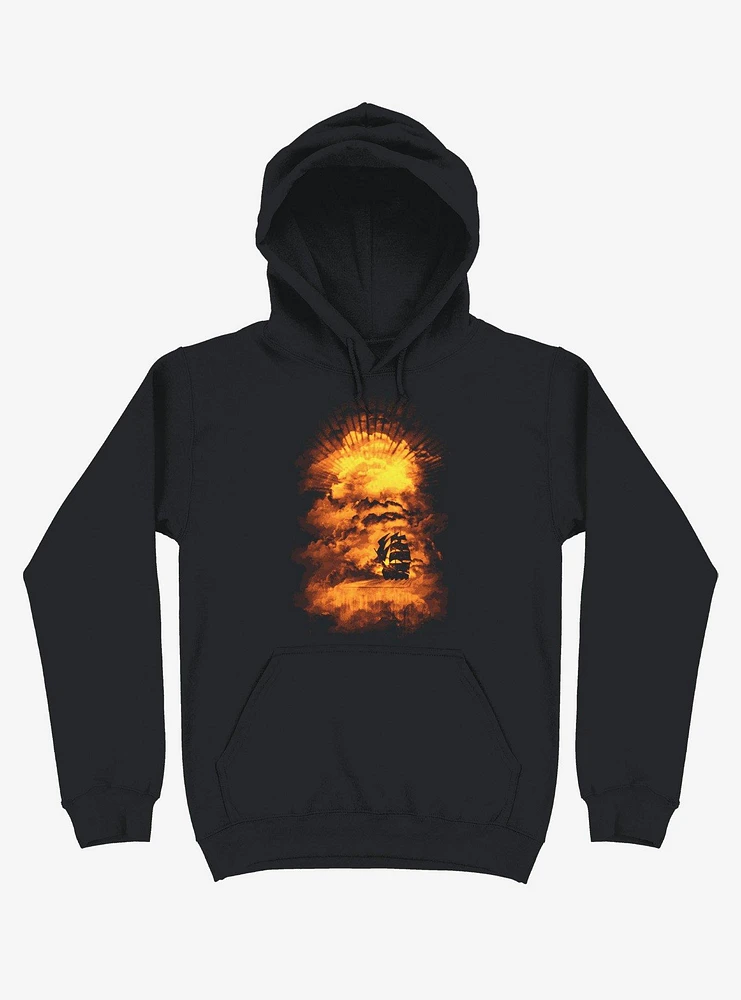 Ship Sailing To The End Of World Black Hoodie