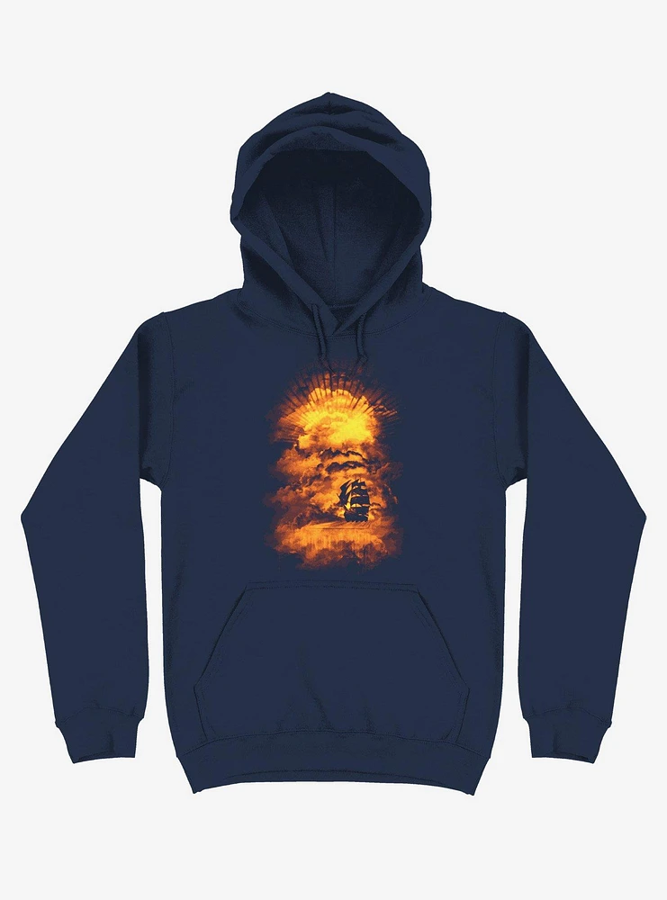 Ship Sailing To The End Of World Navy Blue Hoodie