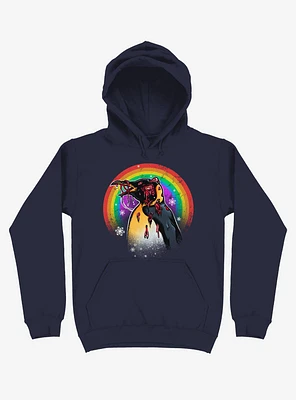 Zombie Blood Rainbow Penguin Navy Blue Hoodie