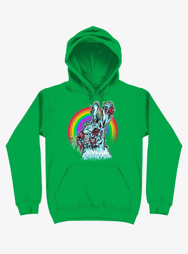 Zombie Blood Rainbow Rabbit Irish Green Hoodie