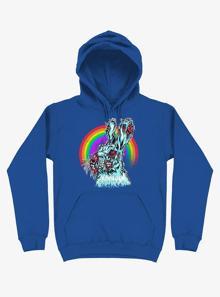 Zombie Blood Rainbow Rabbit Royal Blue Hoodie