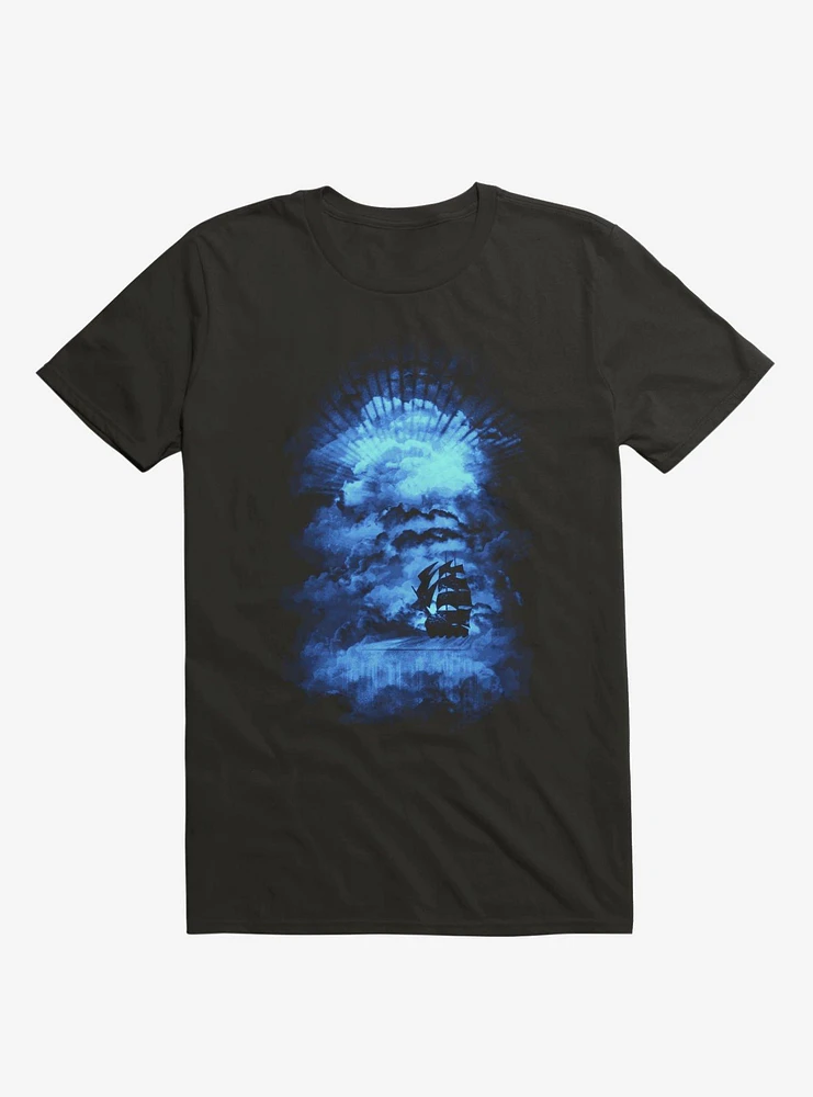 Ship Sailing To The End Of Bright World Black T-Shirt