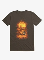 Ship Sailing To The End Of World Brown T-Shirt