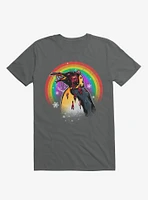 Zombie Blood Rainbow Penguin Charcoal Grey T-Shirt