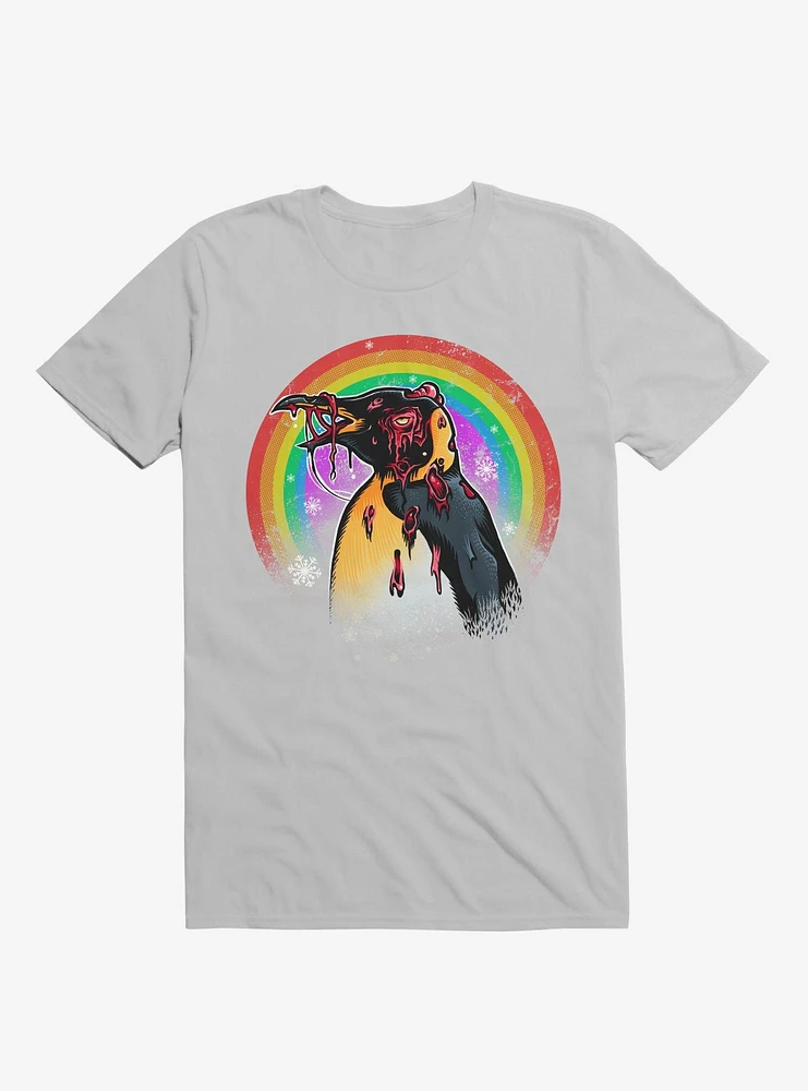 Zombie Blood Rainbow Penguin Ice Grey T-Shirt