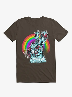 Zombie Blood Rainbow Rabbit Brown T-Shirt
