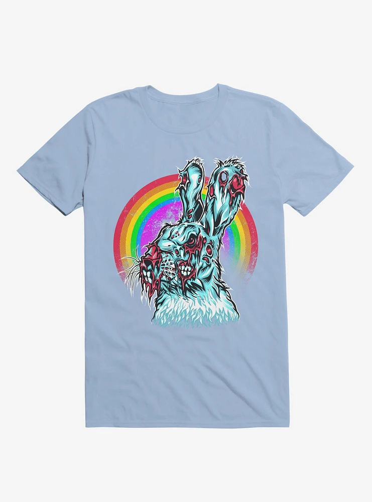 Zombie Blood Rainbow Rabbit Light Blue T-Shirt