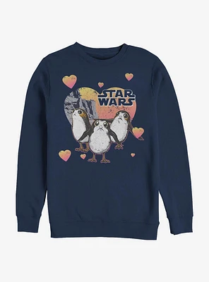Star Wars Episode VIII The Last Jedi Porg Hearts Crew Sweatshirt