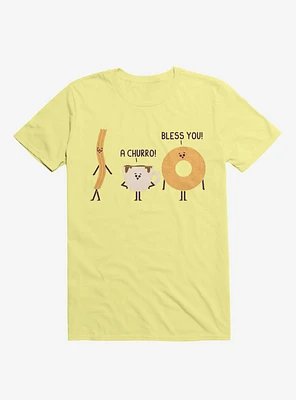 A Churro! Bless You! Coffee And Donut Corn Silk Yellow T-Shirt