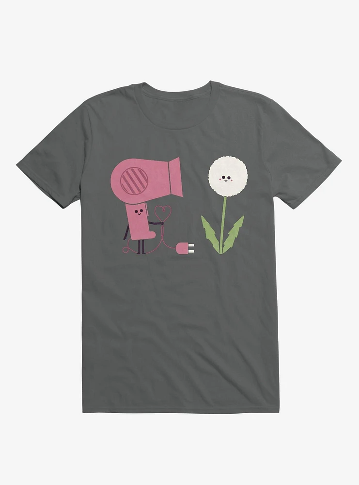 Forbidden Love Hair Dryer And Dandelion Charcoal Grey T-Shirt