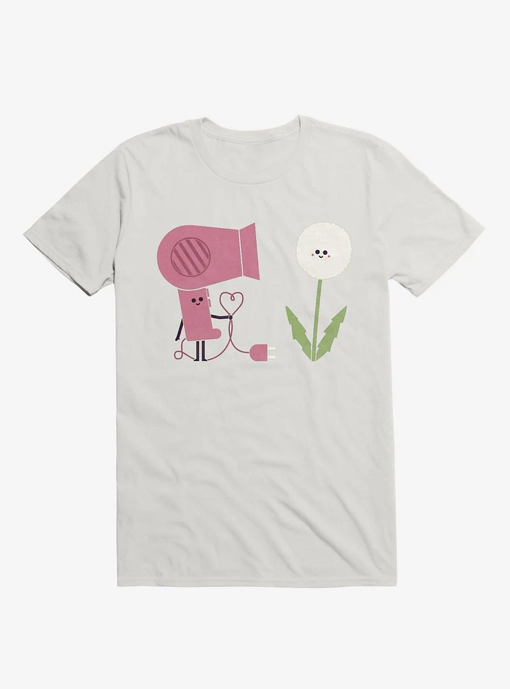 Forbidden Love Hair Dryer And Dandelion White T-Shirt