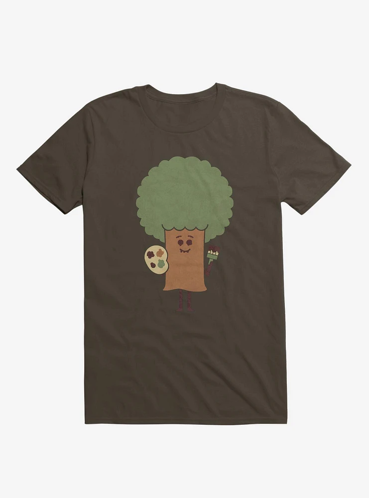 Happy Tree Painter Brown T-Shirt