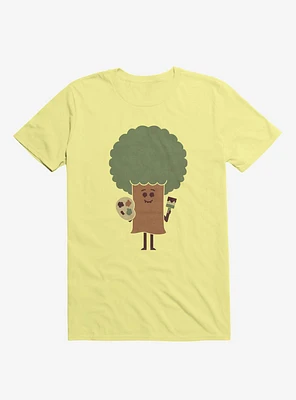 Happy Tree Painter Corn Silk Yellow T-Shirt