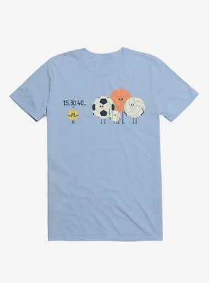 Sports Balls Playing Hide And Seek Light Blue T-Shirt