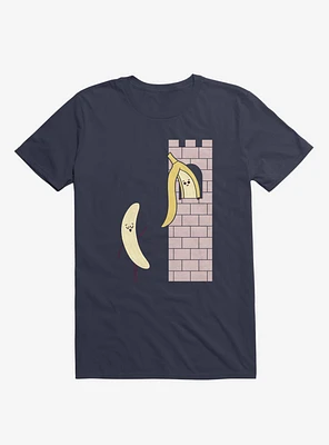 Let Down Your Peel Banana Castle Navy Blue T-Shirt