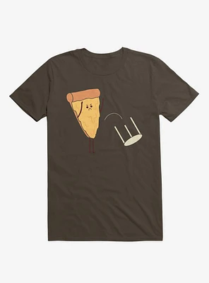 Angry Pizza Flips Table Brown T-Shirt