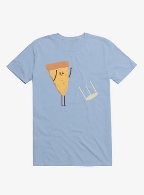 Angry Pizza Flips Table Light Blue T-Shirt