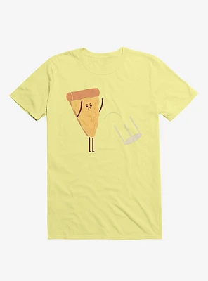 Angry Pizza Flips Table Corn Silk Yellow T-Shirt