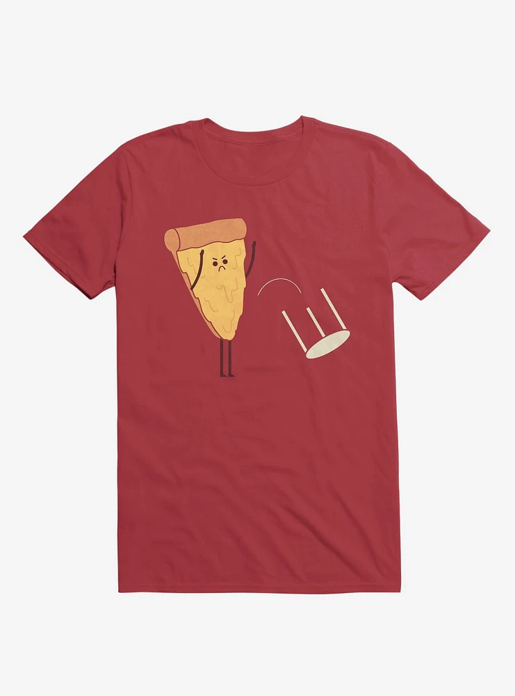 Angry Pizza Flips Table Red T-Shirt