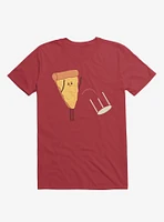 Angry Pizza Flips Table Red T-Shirt