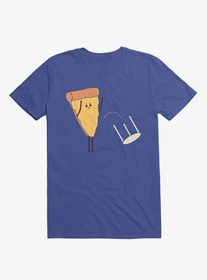Angry Pizza Flips Table Royal Blue T-Shirt