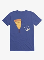 Angry Pizza Flips Table Royal Blue T-Shirt