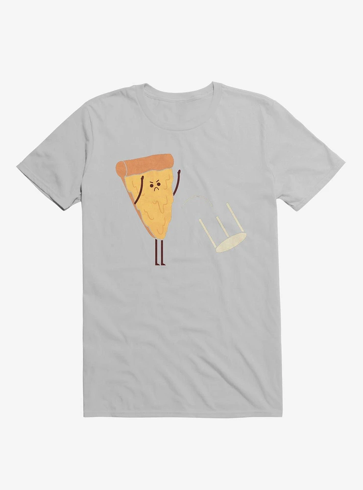 Angry Pizza Flips Table Ice Grey T-Shirt