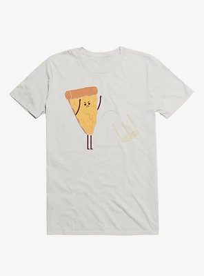 Angry Pizza Flips Table White T-Shirt
