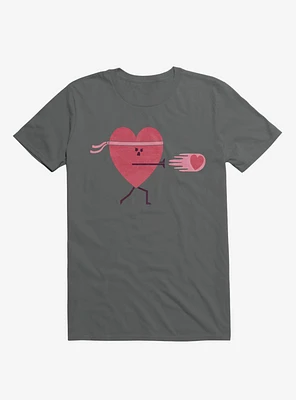 Power Of Love Heart Charcoal Grey T-Shirt