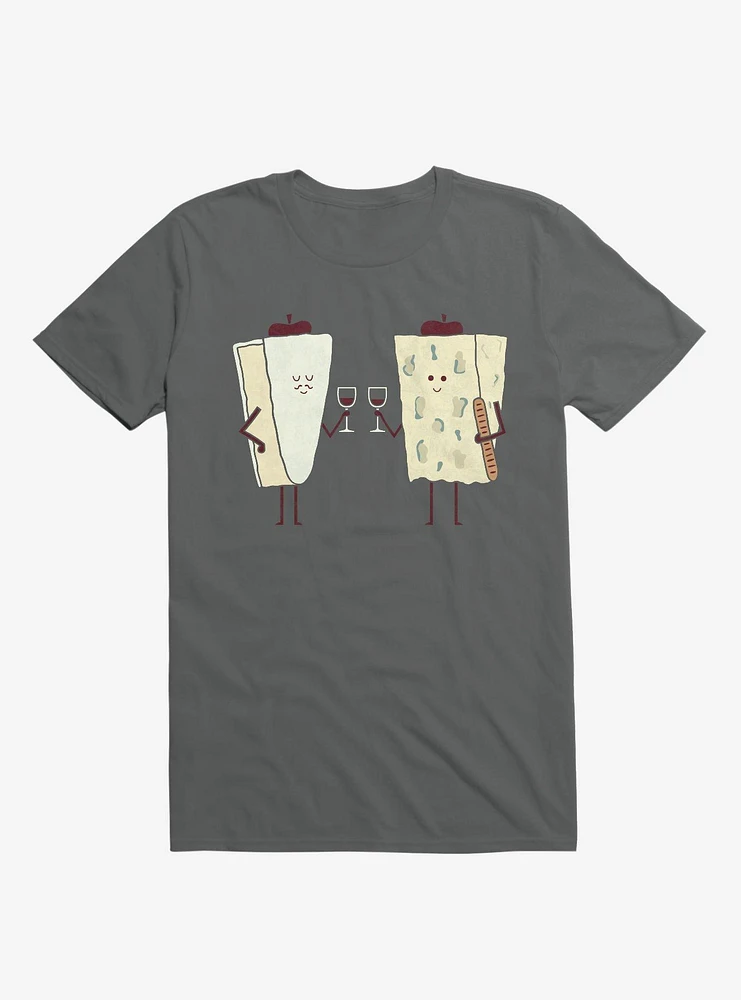 Frencheeses Cheeses Drinking Wine Charcoal Grey T-Shirt