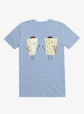Frencheeses Cheeses Drinking Wine Light Blue T-Shirt