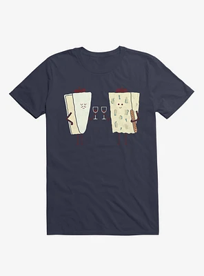 Frencheeses Cheeses Drinking Wine Navy Blue T-Shirt