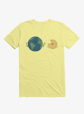 Earth Mmmoon Cheese Corn Silk Yellow T-Shirt