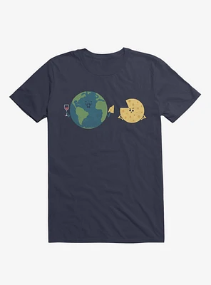 Earth Mmmoon Cheese Navy Blue T-Shirt