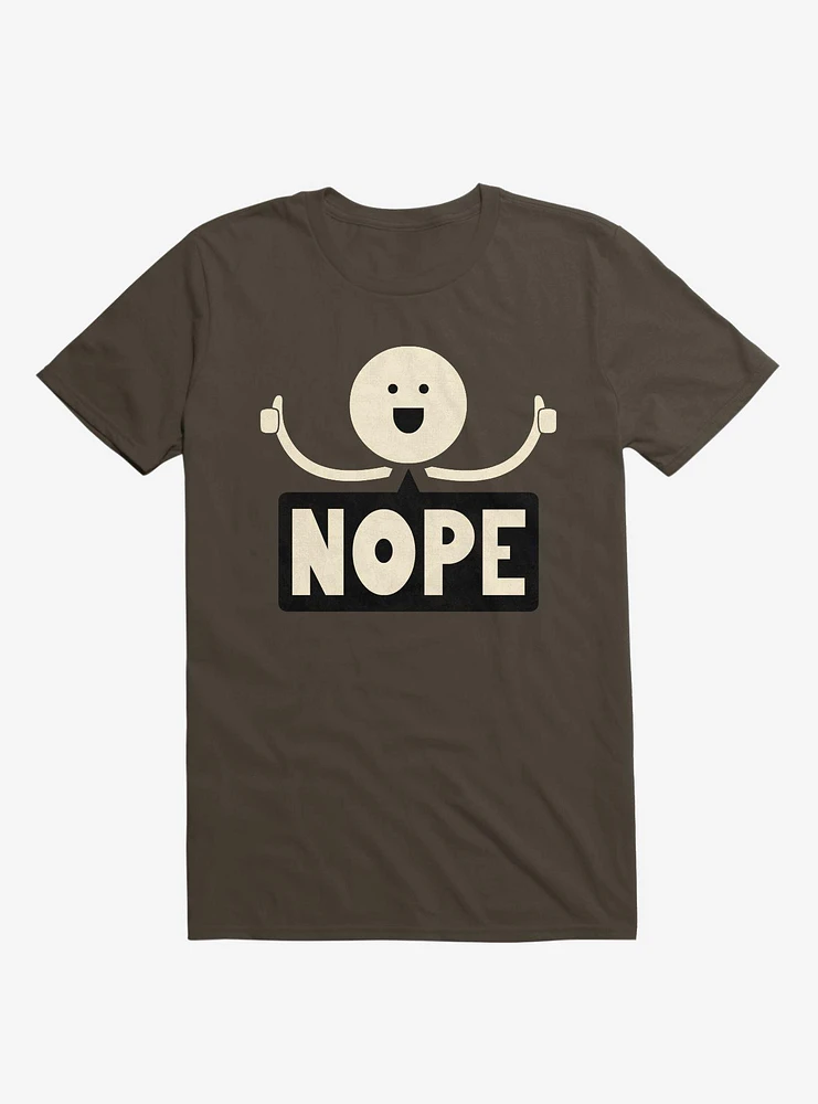 Thumbs Up Face Nope Sign Brown T-Shirt
