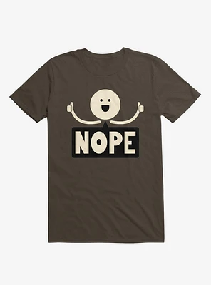 Thumbs Up Face Nope Sign Brown T-Shirt