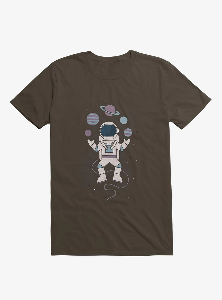 Astronaut Space Juggler Brown T-Shirt