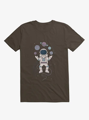 Astronaut Space Juggler Brown T-Shirt