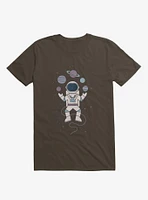 Astronaut Space Juggler Brown T-Shirt