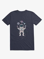 Astronaut Space Juggler Navy Blue T-Shirt
